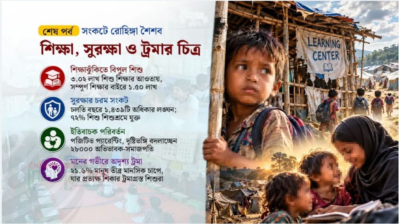 ‘শিক্ষাঝুঁকিতে’ দেড় লাখ রোহিঙ্গা শিশু, অন্ধকারেও আলো ছড়াচ্ছে অদম্যরা